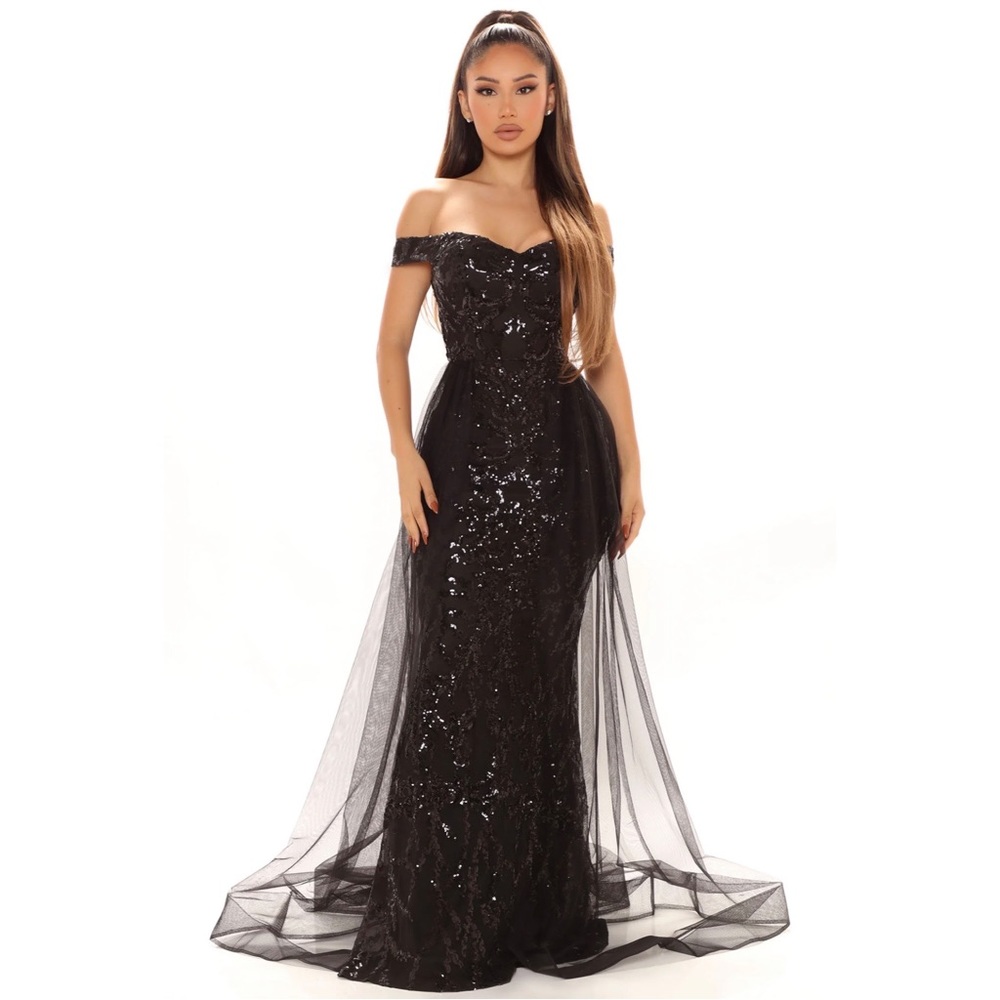 Black Sequin Gown